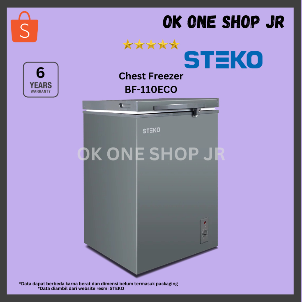 STEKO BF 110 ECO Chest Freezer 100L - Warna Armoured Metal Grey