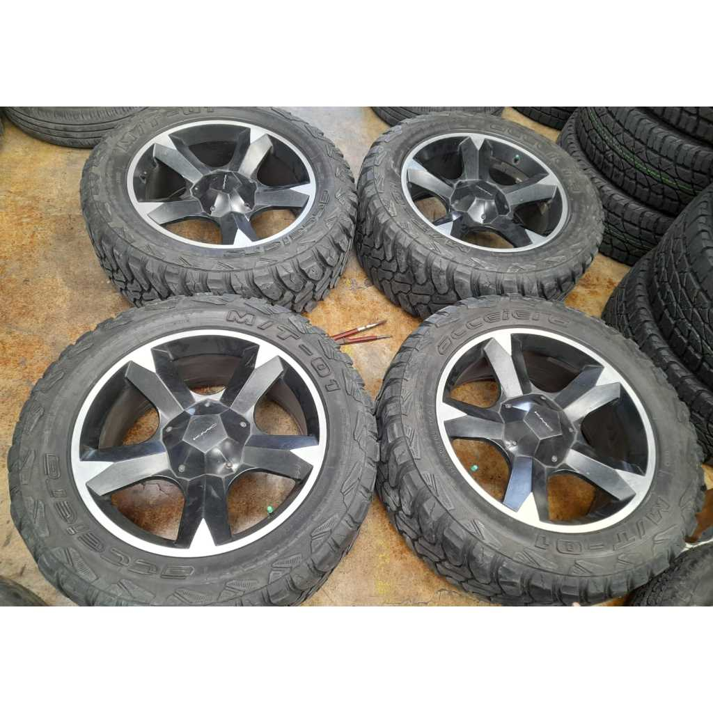 VELG MOBIL BEKAS SEKEN KMC RING 20 LEBAR 9 PCD 10X127-114 ET 35 +BAN ACC M-T 33 X12,5 R 20 VELG UNTU