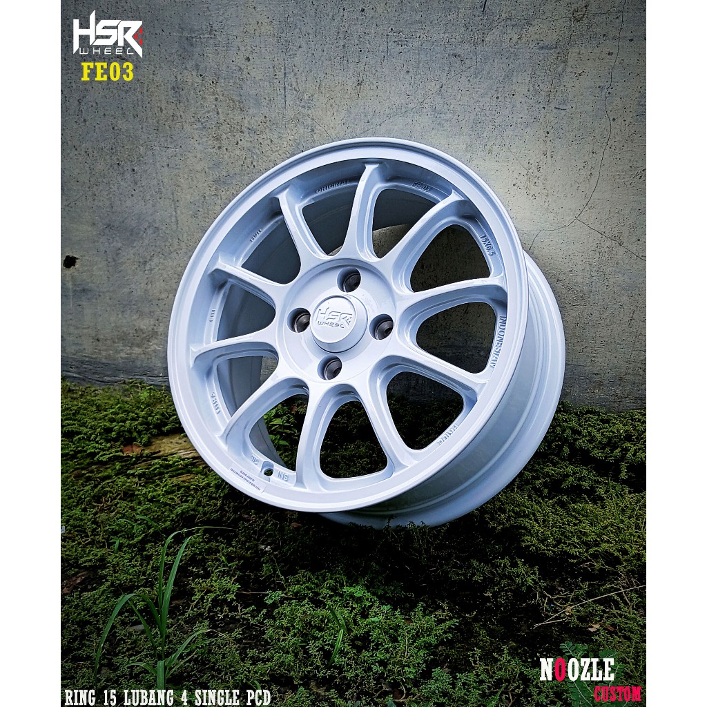 Velg Racing Ring 15 Warna Putih Lubang 4 PCD 100 Pelek HSR Type FE03 R15