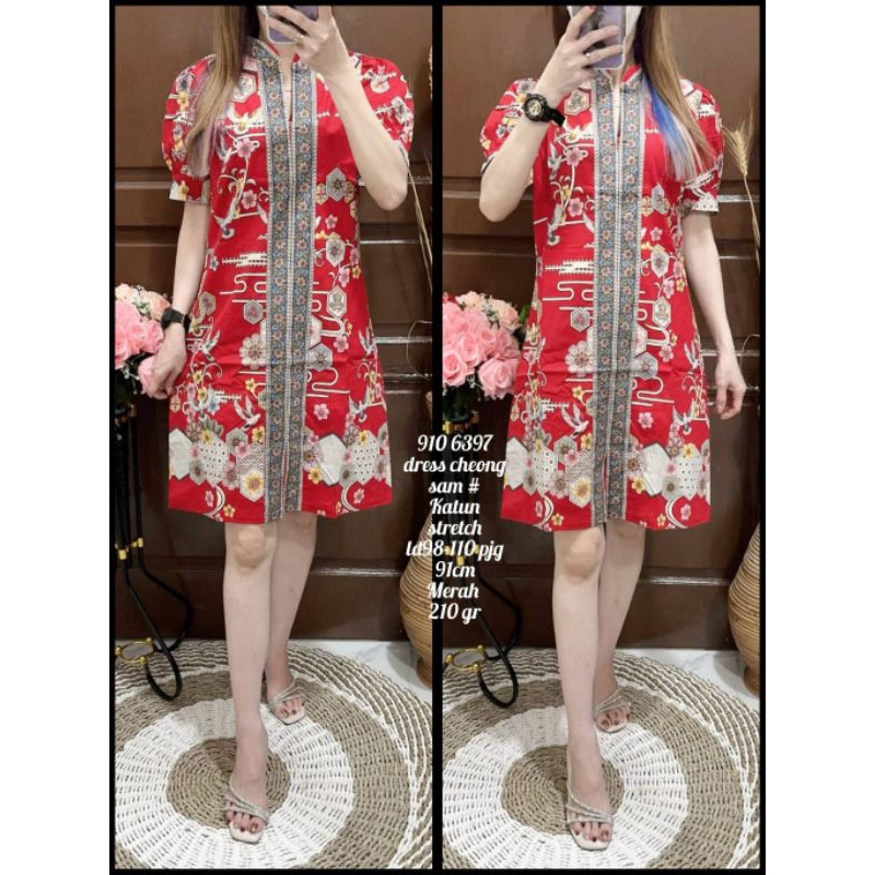 9103697 Dress Cheongsam Katun Stretch Wanita Korean Style/Dress Batik