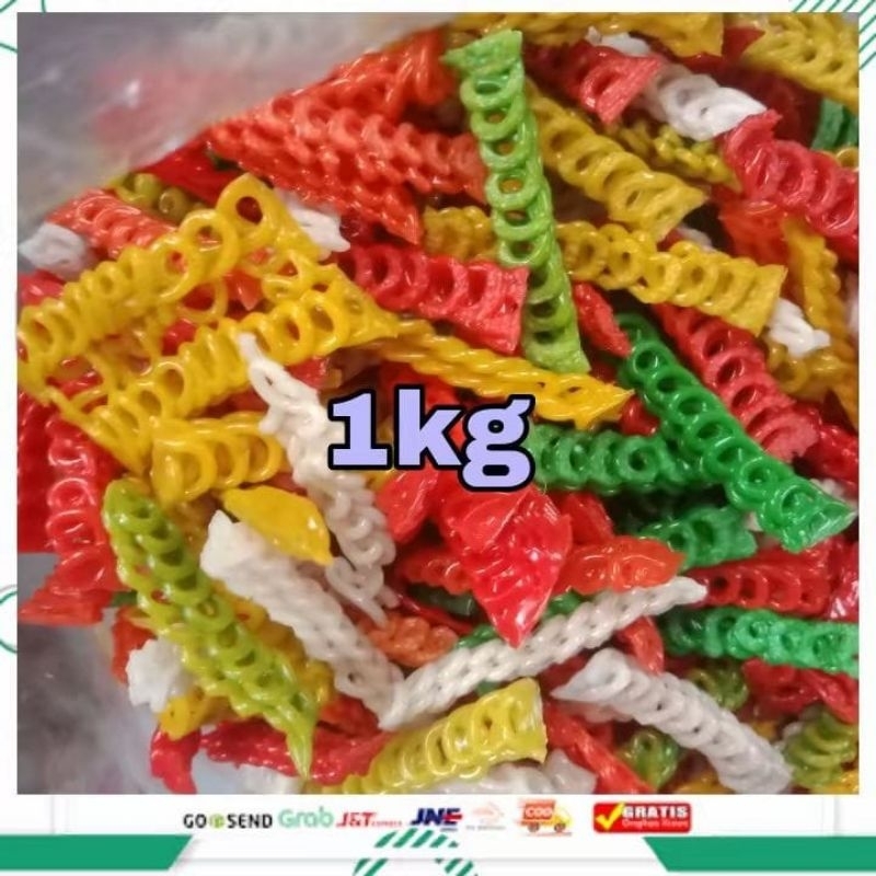 

Kerupuk Seblak Bentuk Rantai Warna Warni Lezat Gurih Nikmat Kemasan 1kg