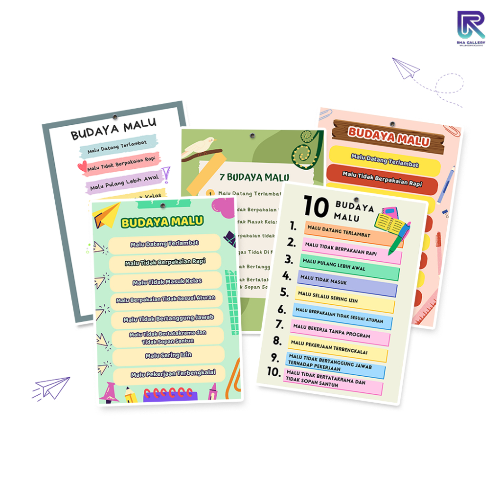 RHA GALLERY Poster Edukasi Budaya Malu Pajangan Sekolah Edukasi Dekorasi Kelas