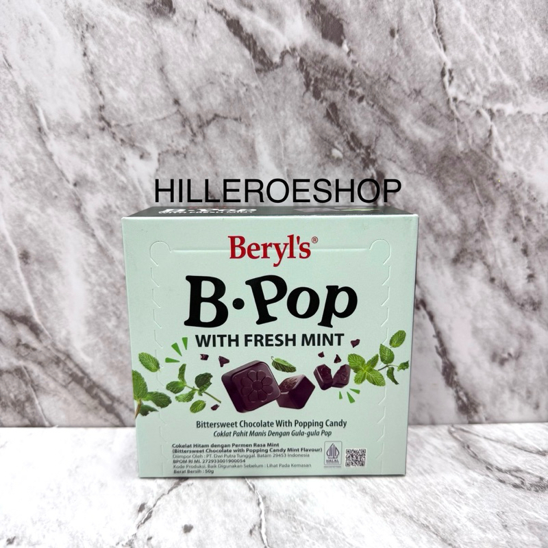 

COKLAT BERYLS BPOP FRESH MINT 50GRAM COKELAT MALAYSIA IMPORT CHOCOLATE BERYLS BITTERSWEET POPPING CANDY