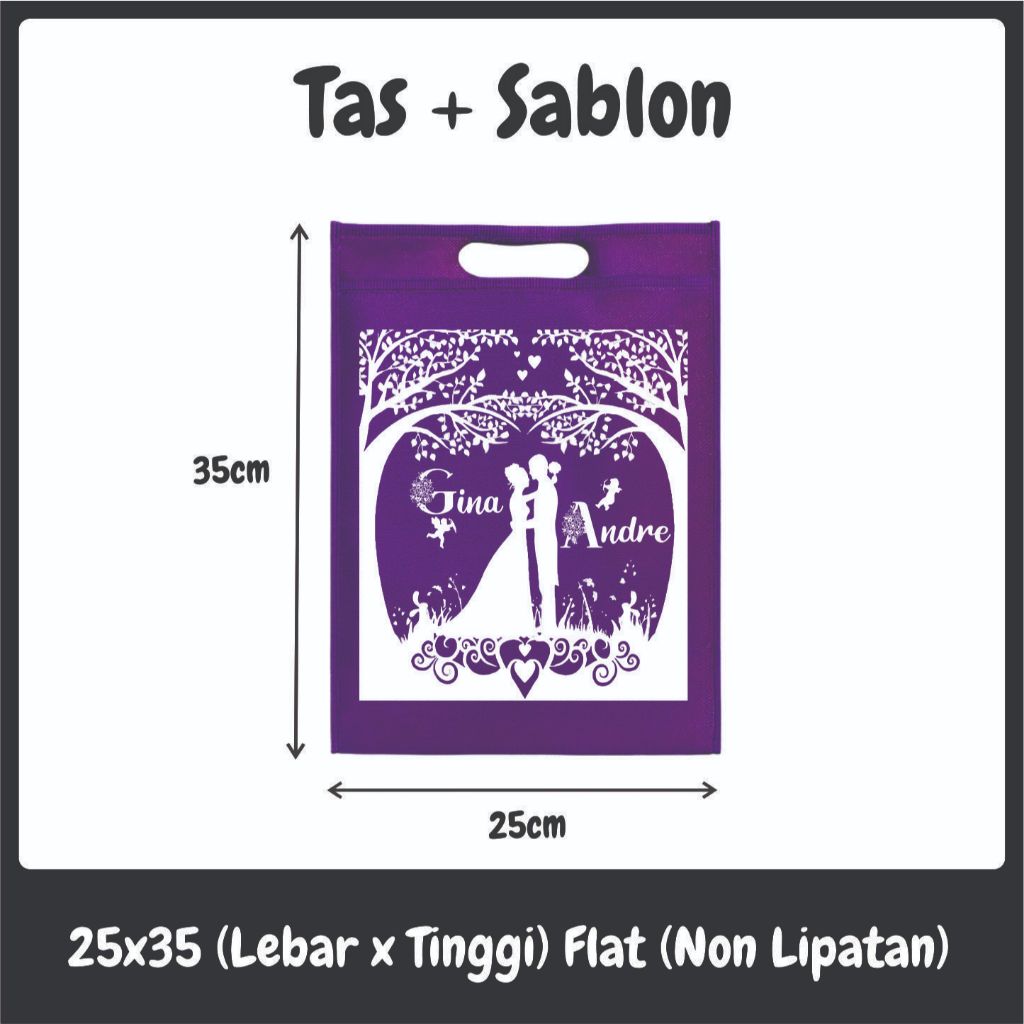 

Tas Spunbond Sablon (Pengerjaan Standar/Xpress) 25x35 cm Flat (Non Lipatan) / Tahlil / Wedding / Khitan / Tasyakuran / Ultah / Event