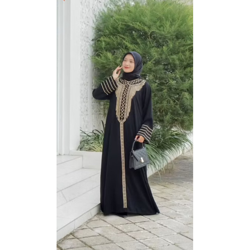 Abaya turkey premium terbaru gamis hitam abaya arab bordir piramid