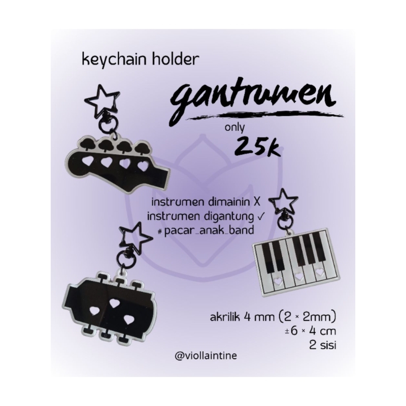 [READY STOCK] Keychain Holder Gantrumen Gantungan Bass Gitar Keyboard Carabiner Charm Xdinary Heroes