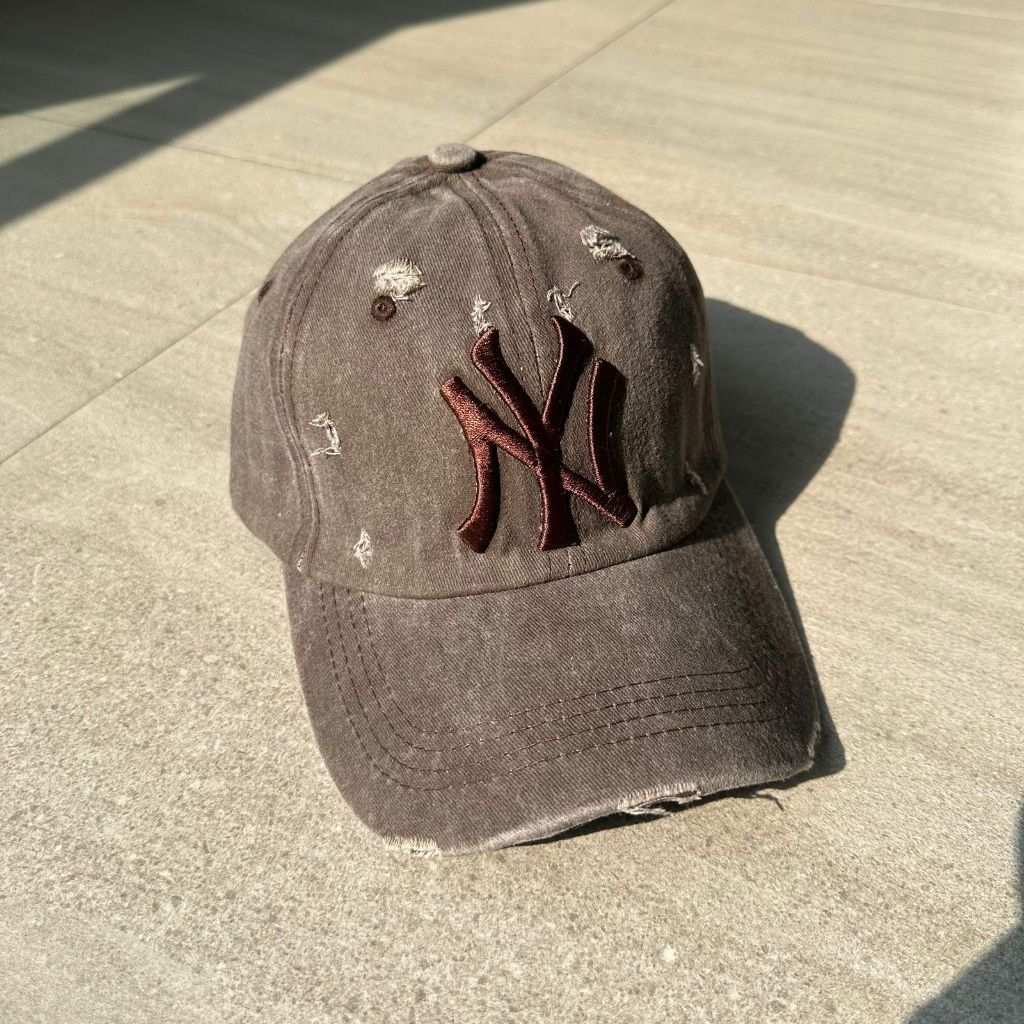 Topi Baseball Pria Wanita Terbaru 2025-Topi Black Wash Bordir NY Full Hitam