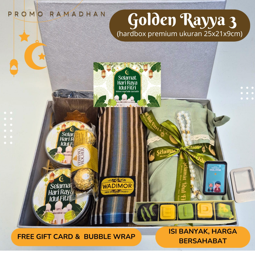 

Hampers Lebaran Parcel Kue Kering Idul Fitri Premium RAYYA Parsel Mukena Sarung by Hapunni