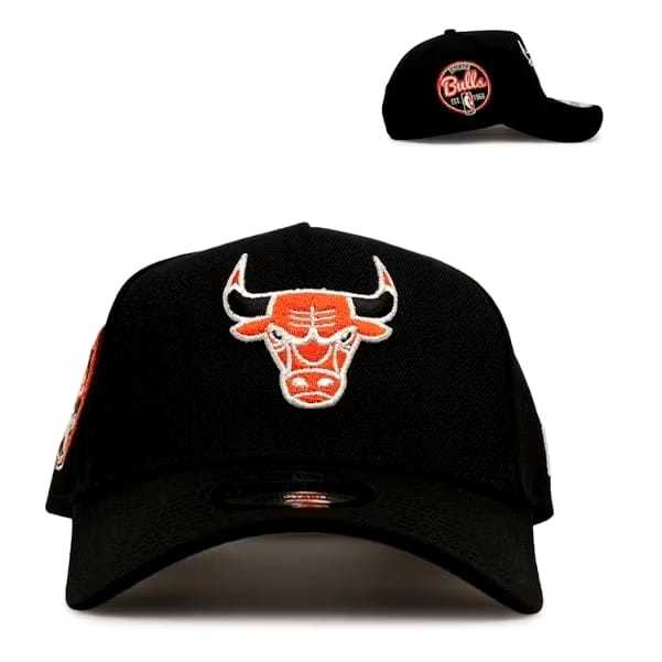 topi baseballs 9fifty Chicago bull adjustable banteng hitam bordir orange model terbaru pria wanita