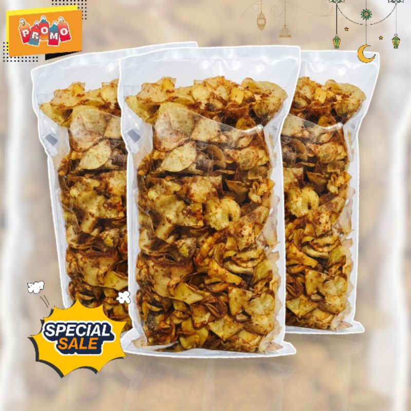 

Keripik Singkong Pedas Manis 500 gram Kripik snack