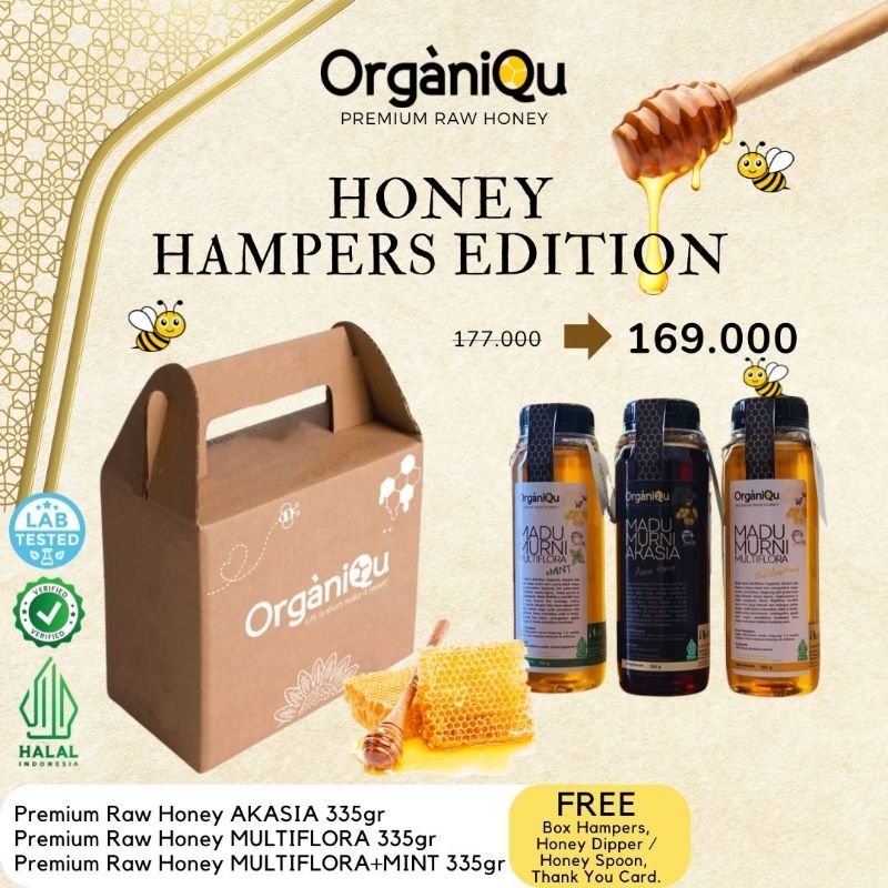 

ORGANIQU HAMPERS MADU 315 gr Multiflora pure , Mint & Akasia
