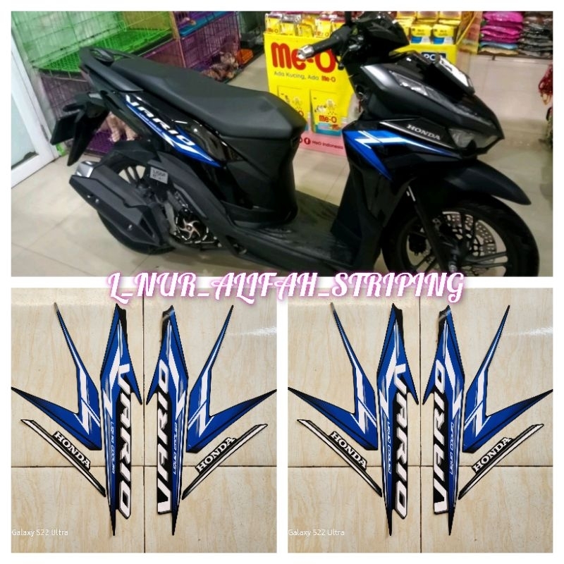 SIKER STRIPING LIS LES BODY MOTOR HONDA NEW VARIO 125 2024 WARNA HITAM BIRU