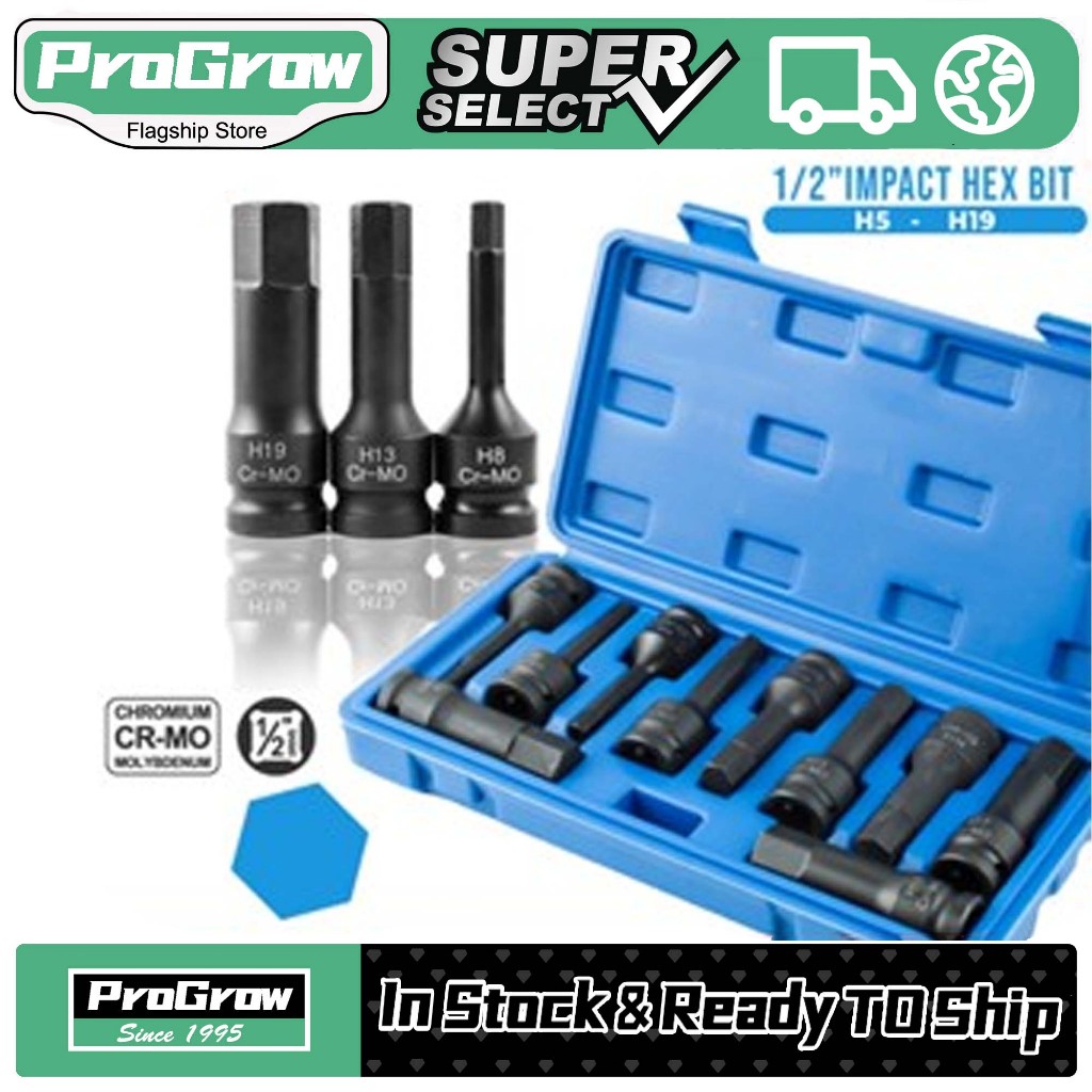Mata Socket Impact Hex Torx Set 1/2 Inch – Kunci Shock H5-H19 untuk Bor & Impact Wrench