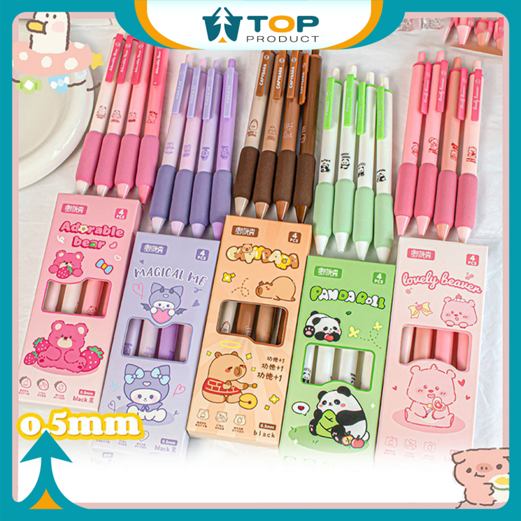 

Pulpen Mekanik Aesthetic Set Pena Box Isi 4 Gel Pen Karakter Lucu Alat Tulis Stationery ATK3002