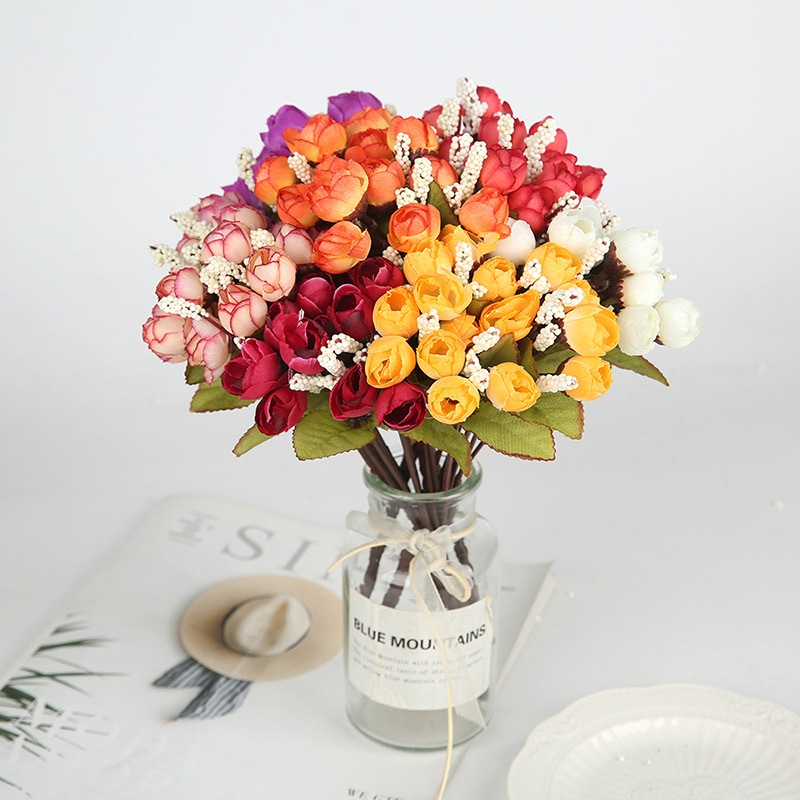 MAWAR ARTIFICIAL MINI ROSE 21 DAN 15 KUNTUM BUNGA IMPORT PREMIUM BUNGA HIAS DEKORASI BUKET