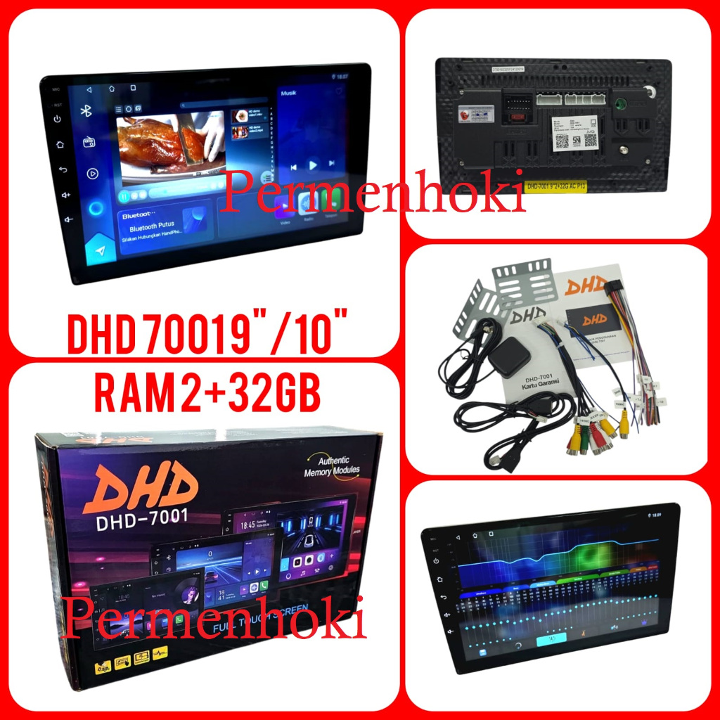 Head Unit Double Din Android Dhd-7001 9”/10” Inch Ram 2+32GB Universal