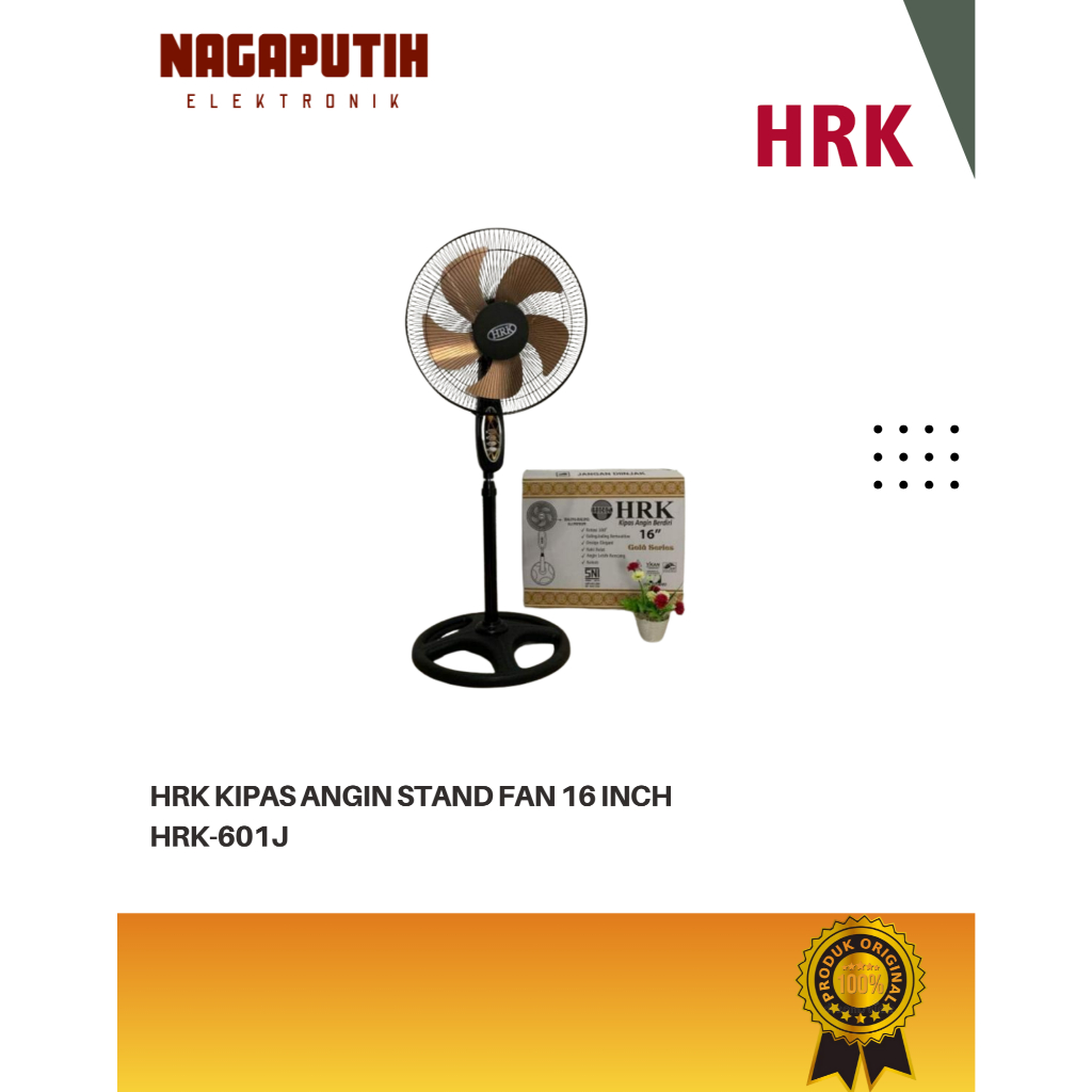 HRK STAND FAN 601J 16 INCH GARANSI RESMI