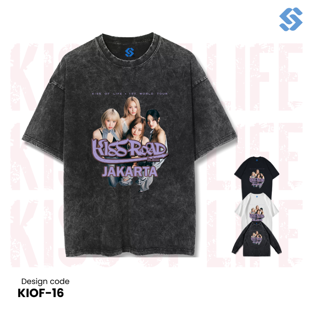 SANZ kaos KISS OF LIFE | stonewashed washed sandwash t-shirt | black white longsleeve | KIOF-16