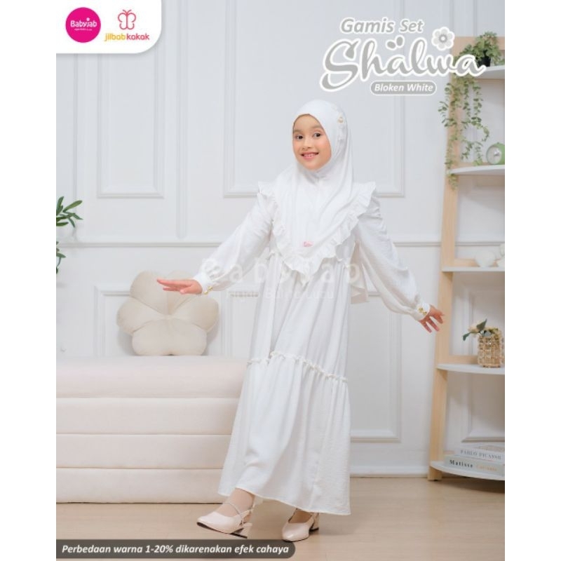 gamis Salwa set hijab rayon crinkle premium usia 6 sampai 12 tahun