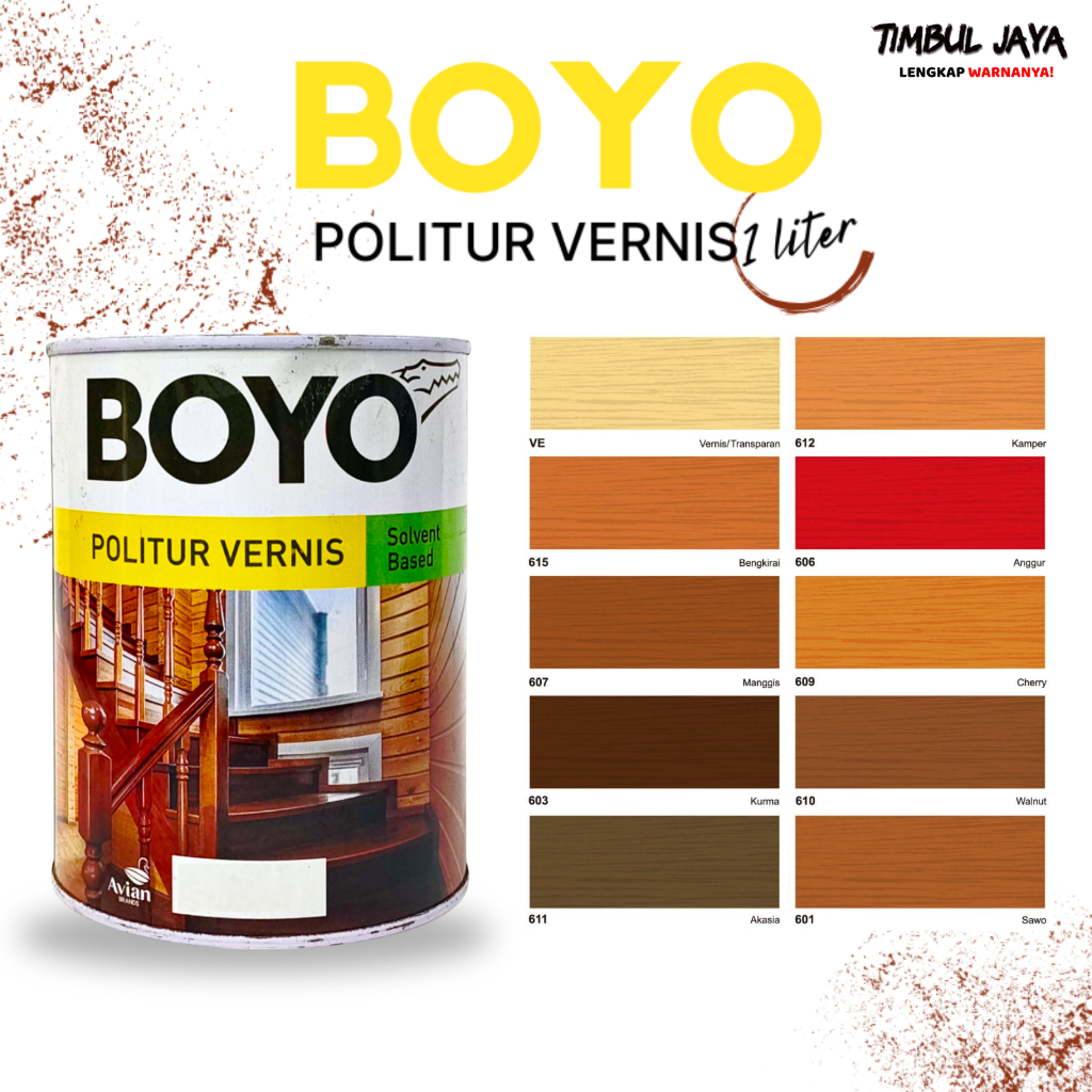 Boyo Politur Vernis 1 Liter JATI KURMA MANGGIS WALNUT AKASIA Clear / Boyo Pernis Kayu Mengkilap