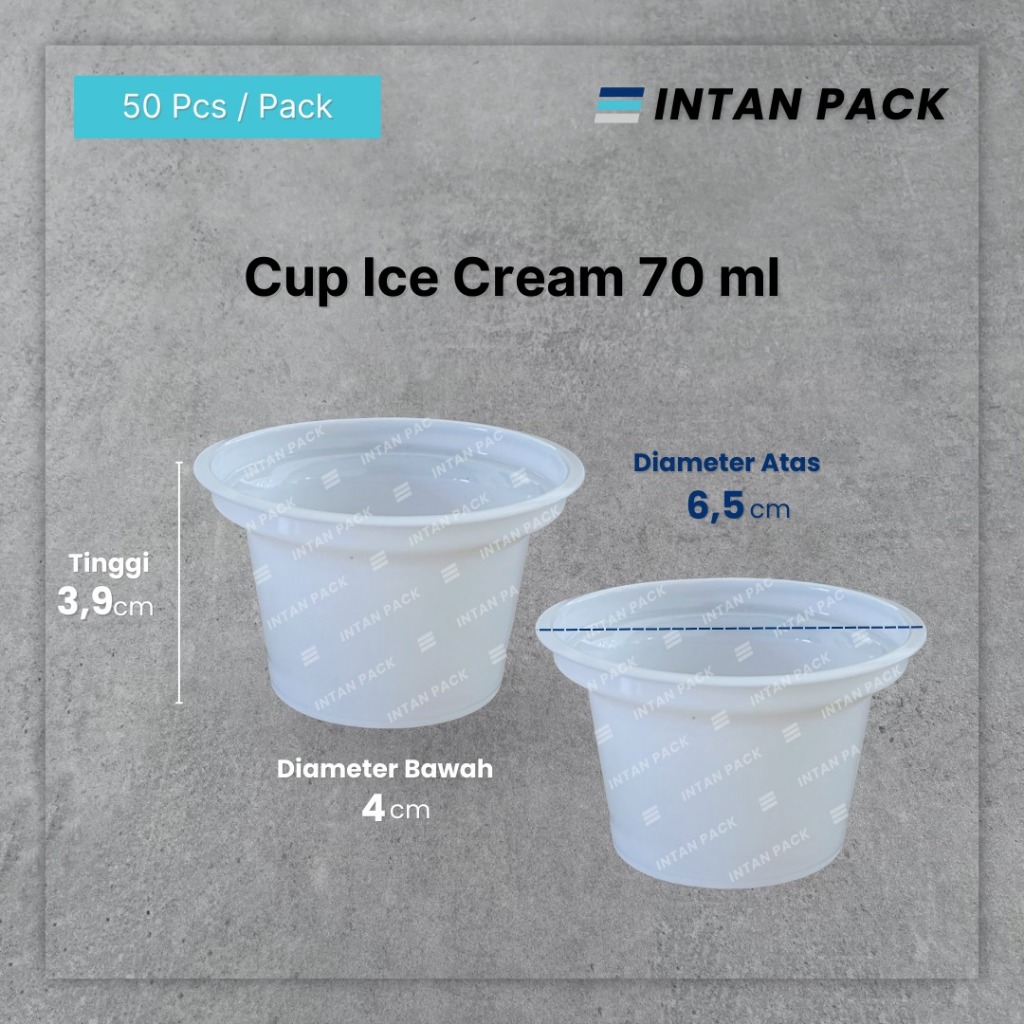 Cup Es Krim Plastik 70 ml Putih Susu Cup Ice Cream (isi 50 pcs)