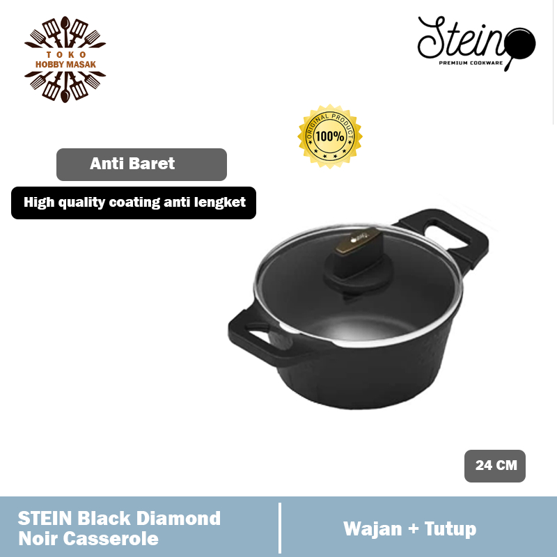 STEIN Black Diamond Noir Casserole | Wajan + Tutup