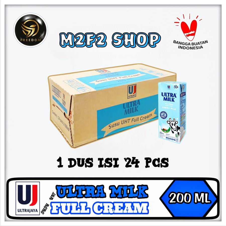 

Susu Ultra Milk Rasa Full Cream Kotak UHT | Plain - 200 ml (Kemasan Karton)