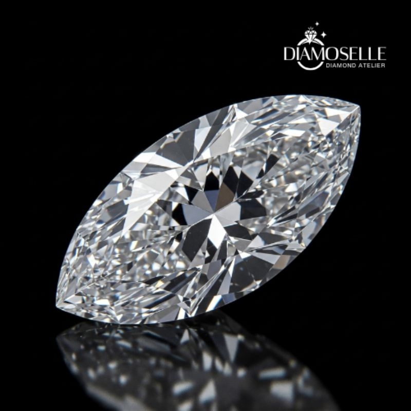 Diamoselle - Lab Grown Berlian Marquise Color D - Cutting Excellent, Polish Excellent, Symmetry Exce