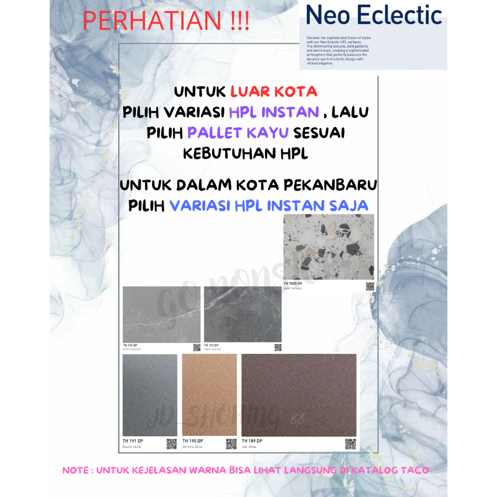 (LUAR KOTA WAJIB PALLET KAYU) HPL TACO PATTERN TH 189/190/191/193/192/7005 DP
