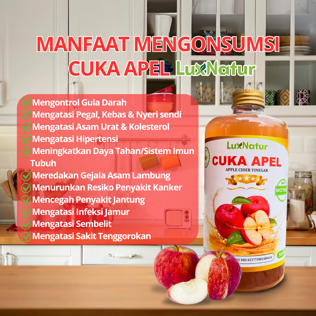 

RB22 CUKA APEL ORIGINAL WITH MOTHER CUKA APEL ORGANIK ASLI 500 ML BPOM APPLE CIDER LUXNATUR / CUKA
