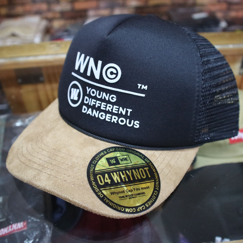 WNC Topi pria jaring WN@ hitam suede