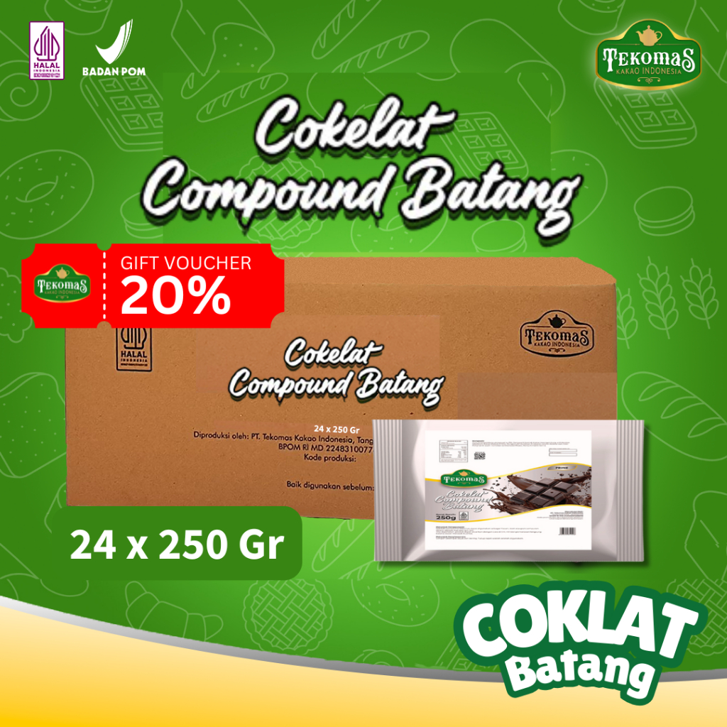

TEKOMAS - 1 Dus Isi 24 Cokelat Compound Coklat Batang 250 gram Premium Bahan Kue