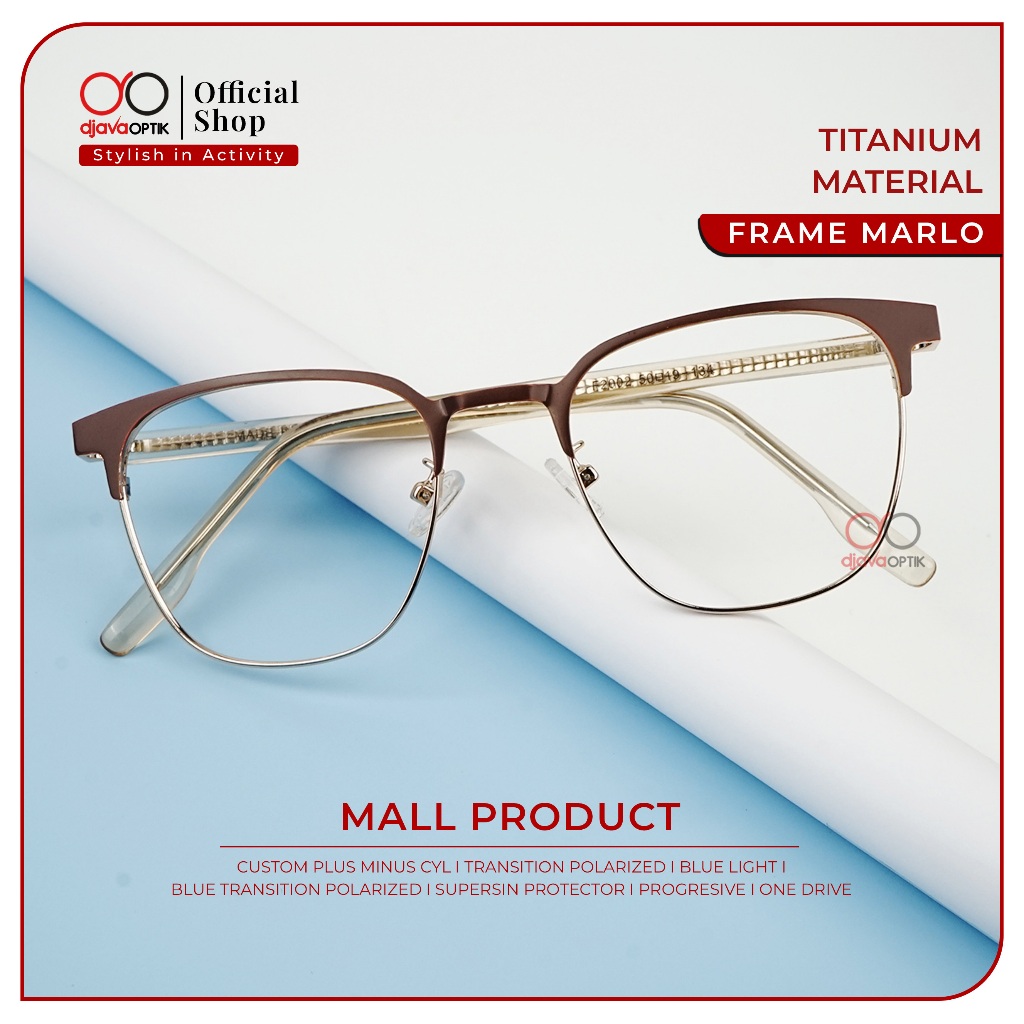 DJAVA OPTIK - Frame Marlo - Kacamata Persegi Panjang Khusus Minus -4,25 s/d -6,00