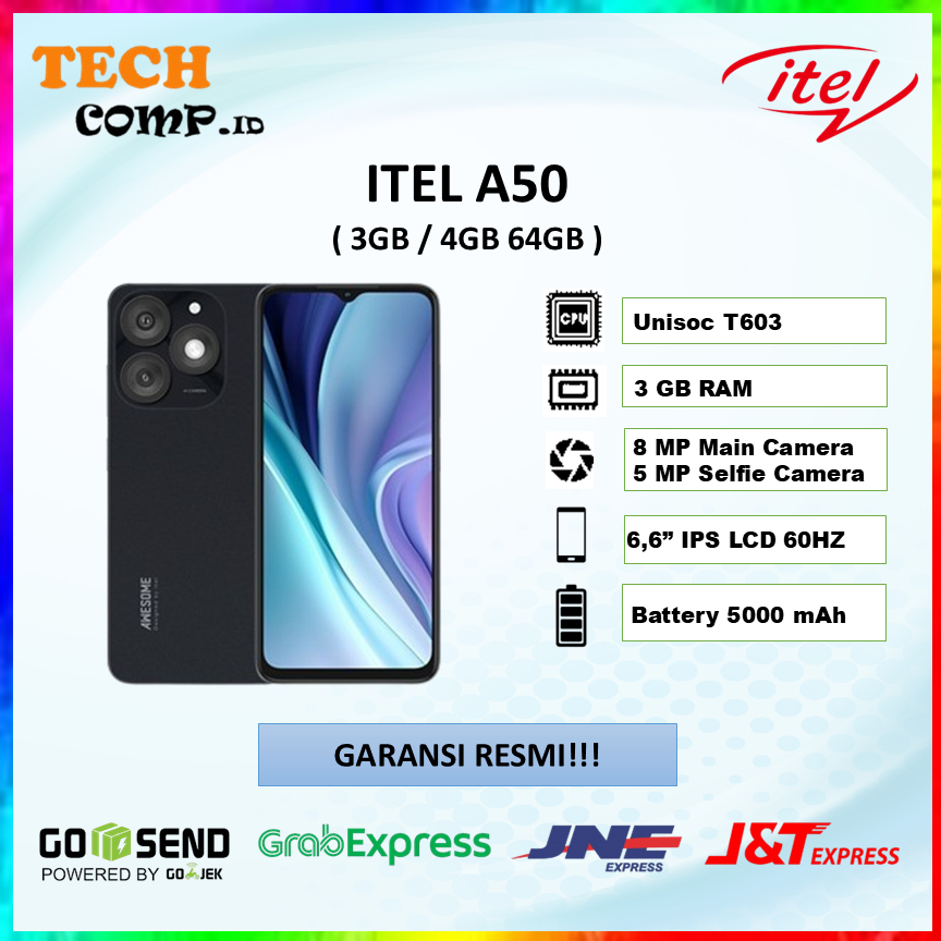 ITEL A50 3/64 GB 4/64GB GARANSI RESMI ITEL INDONESIA