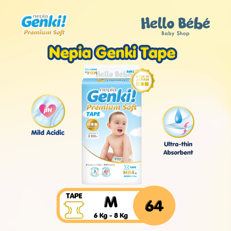 Nepia Genki Tape M64 / Popok Genki Tipe Perekat M64