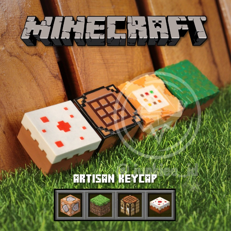 Minecraft artisan keycaps crafting block cake grass block command block gaming keycaps for mechanica