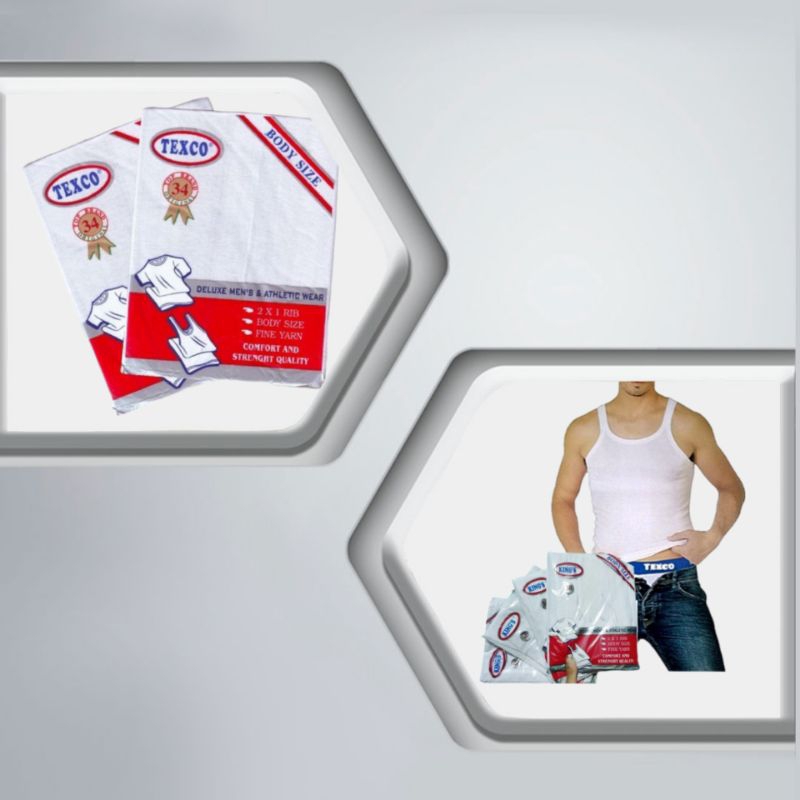TEXCO 3PCS KAOS SINGLET PRIA SIZE 36-52 PUTIH DALAMAN KUTANG COWOK