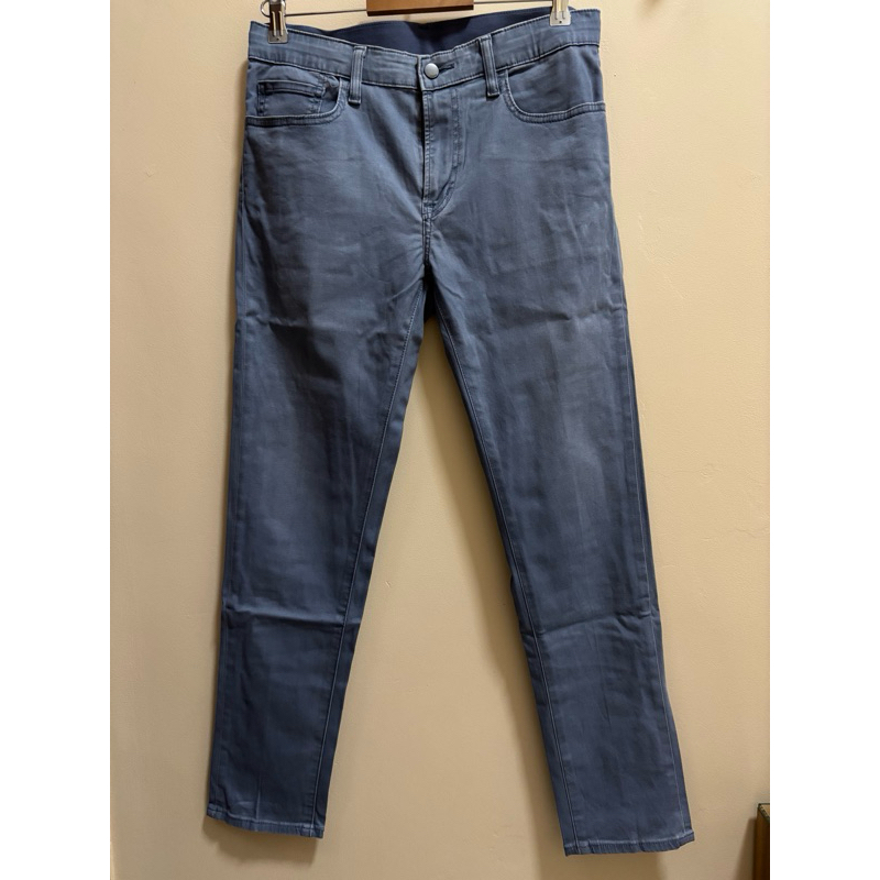 Preloved (PL) - Celana Panjang Pria Bahan Bludru UNIQLO Pria Warna Biru Denim