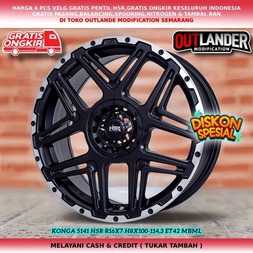 Velg Mobil Ring 16 Brio Jazz Livina Avanza Xenia HSR Konga R16 Black Polish Velg Mobil Veloz R16