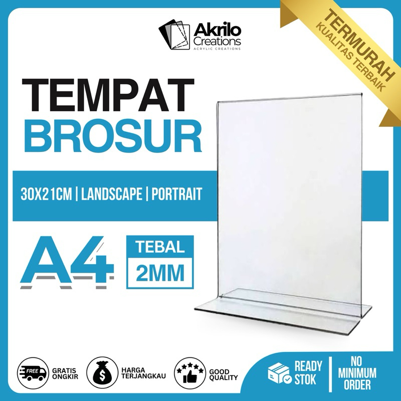 

Tempat Brosur Akrilik A4 | Tent Card Display | Stand Menu QRIS & Harga