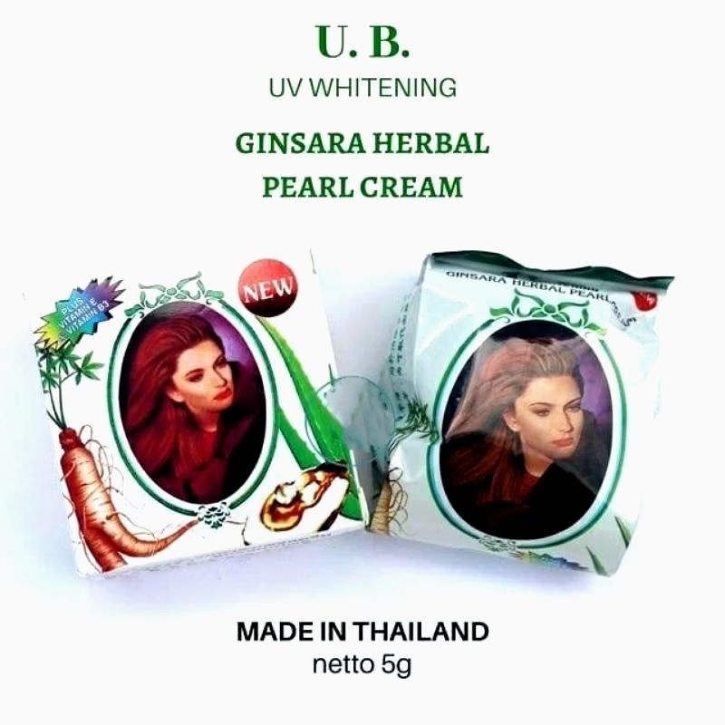 UB uv whitening ginsara herbal pearl cream original thailand 5 gr - krim ub ginseng
