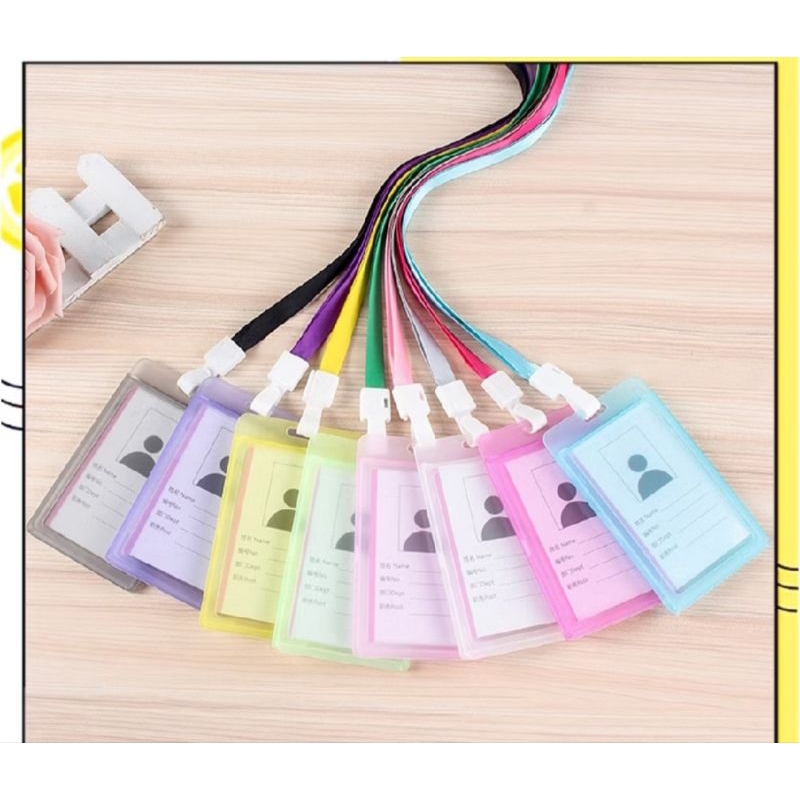 

Name Tag Id Card Transparan Gantungan Kartu nama plastik vertical lanyard potrait motif