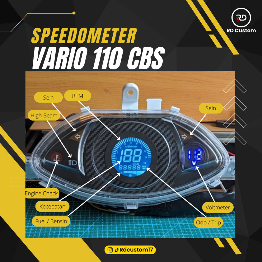 Speedometer Digital Honda Vario 110 Karbu PNP - Sayap Motor