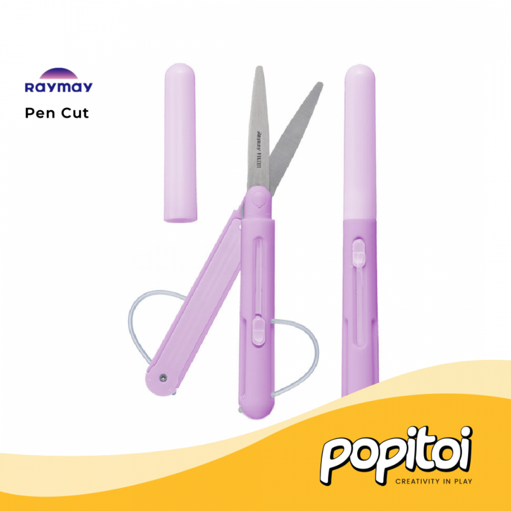 

Raymay Pen Cut Standard Model Scissors Gunting Portable Mobil Lipat Mini PenCut Bentuk Pen Stainless Steel Pena