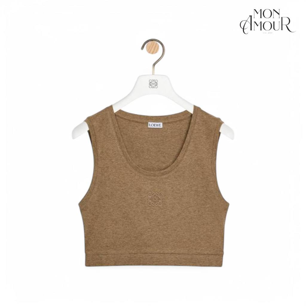 [READY STOCK] LOEWE CROP TOP TANK COTTON IN TAUPE