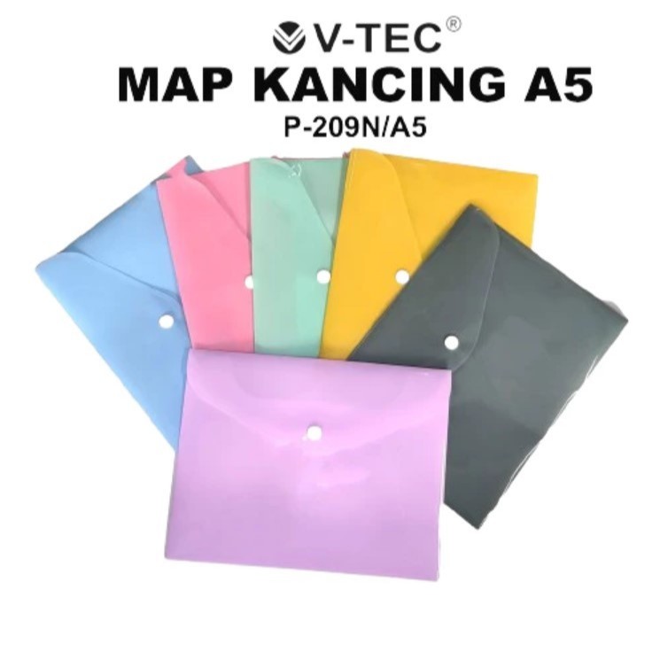 

V Tec Map Kancing dokumen / Document bag file folder warna pastel A5 P-209N
