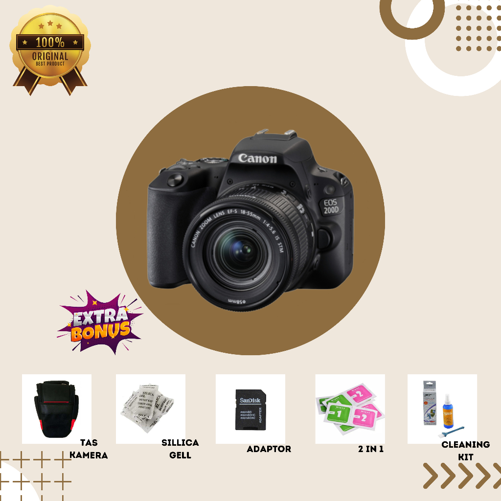 [KAMERA DSLR] CANON EOS 200D BLACK MULUS SECOND BERGARANSI ORIGINAL
