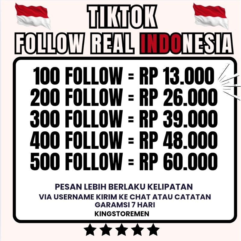 FOLLOWER TIKTOK REAL INDONESIA PERMANEN