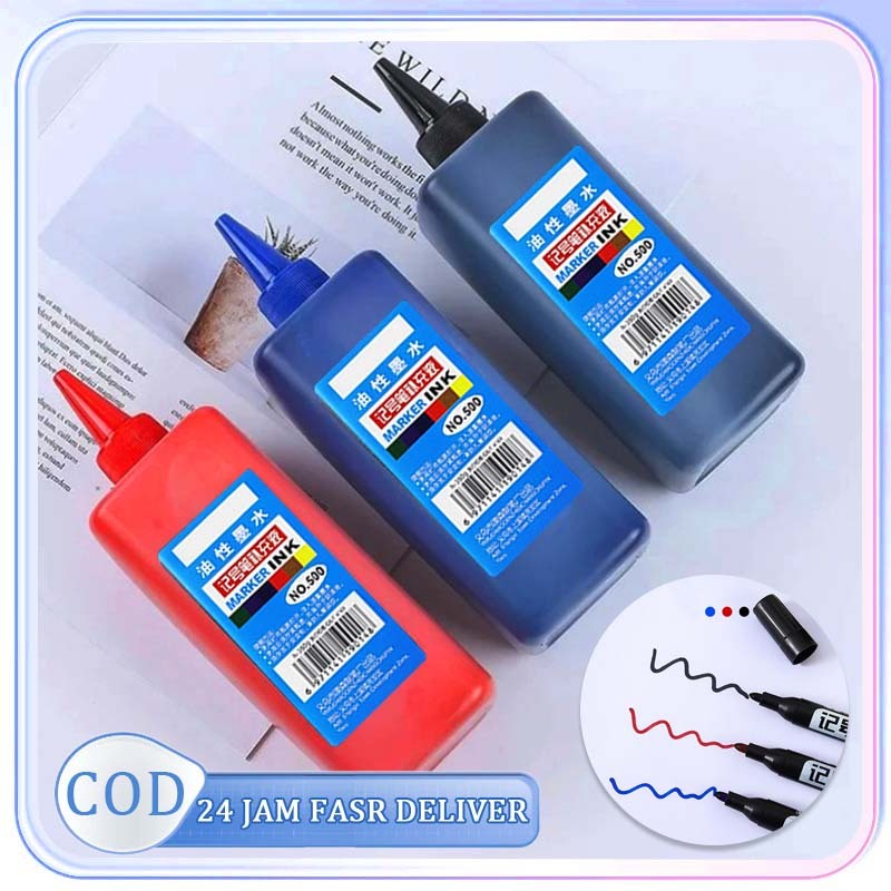 500ml Tinta Spidol Permanen Hitam Isi Tinta Spidol Permanen Tinta Spidol Permanent