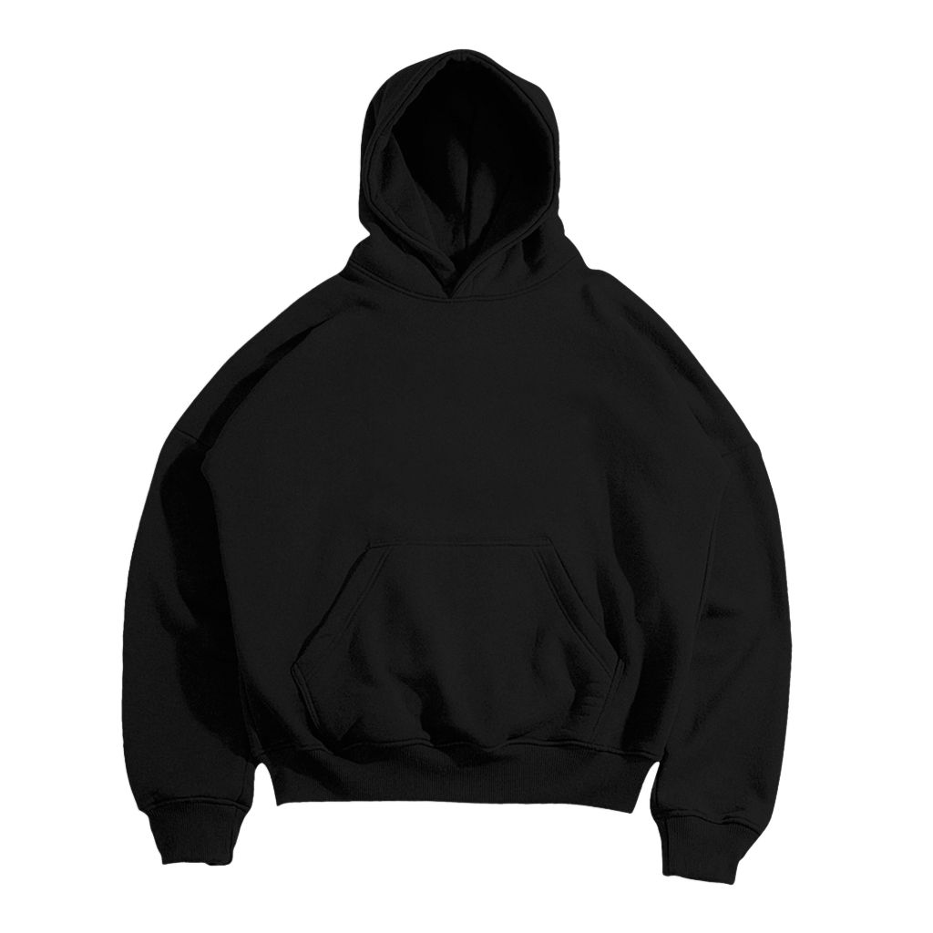 Byemorn - Hoodie Boxy Basic Hitam 300 GSM